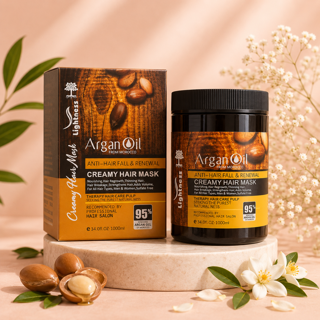 ماسک مو فاقد سولفات لایتنس 95%روغن آرگان 1  کیلویی